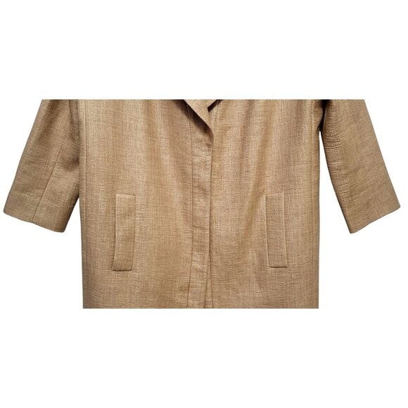 Paule Ka Textured Woven Tweed Long Jacket Tan Khaki - Picture 5 of 17